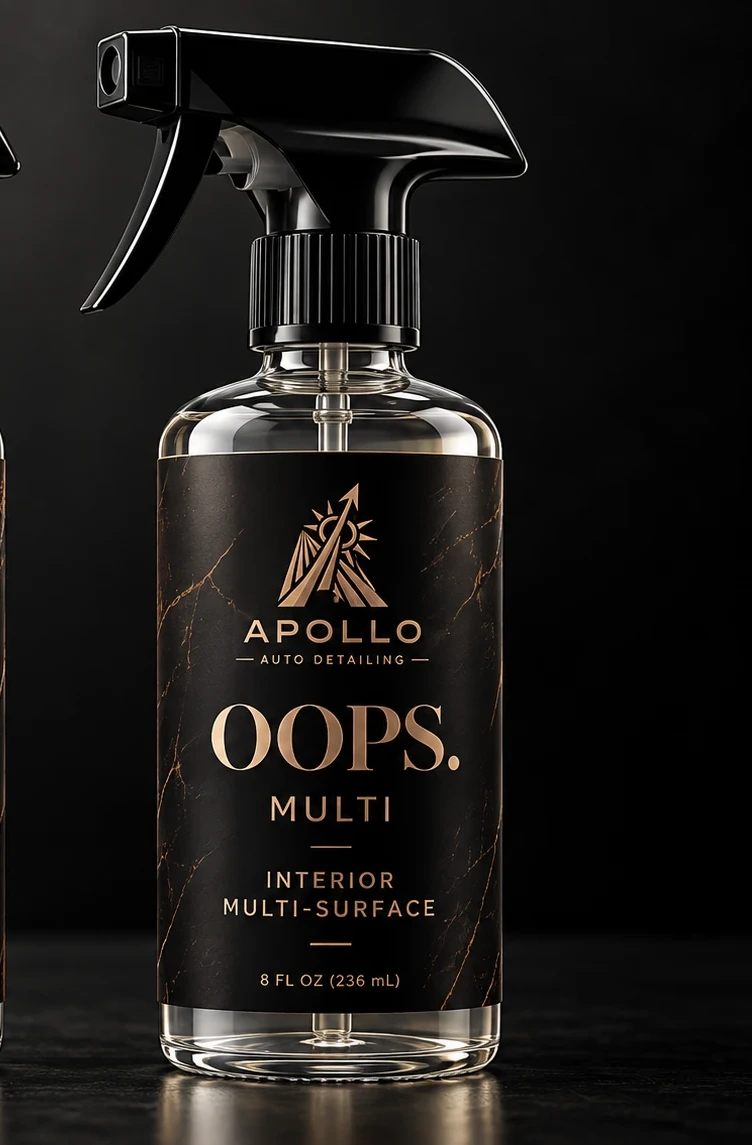OOPS. Multi spray bottle by Apollo Auto Detailing, 8 fl oz, interior multi-surface cleaner