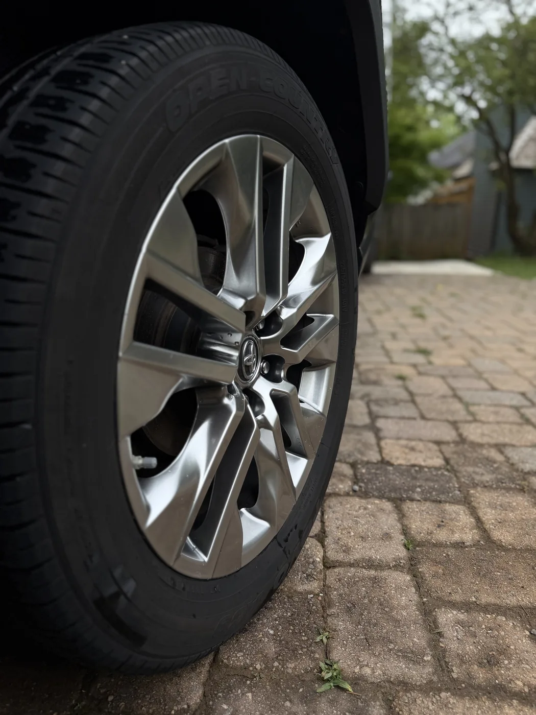 Close-up of glossy detailed Toyota wheel