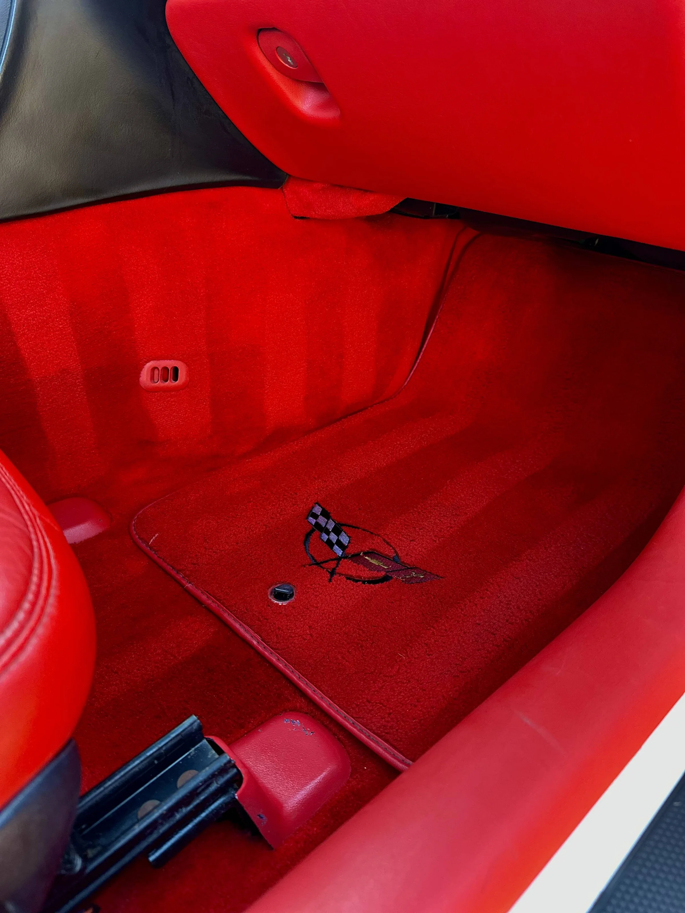 Clean red Corvette interior